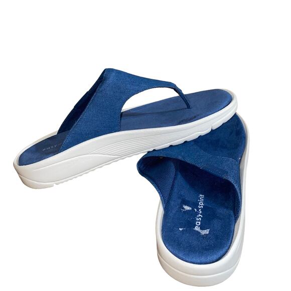 Easy Spirit Rift Slip-On Thong Sandal Blue Comfort Platform Shoes Size 12M - Picture 7 of 11